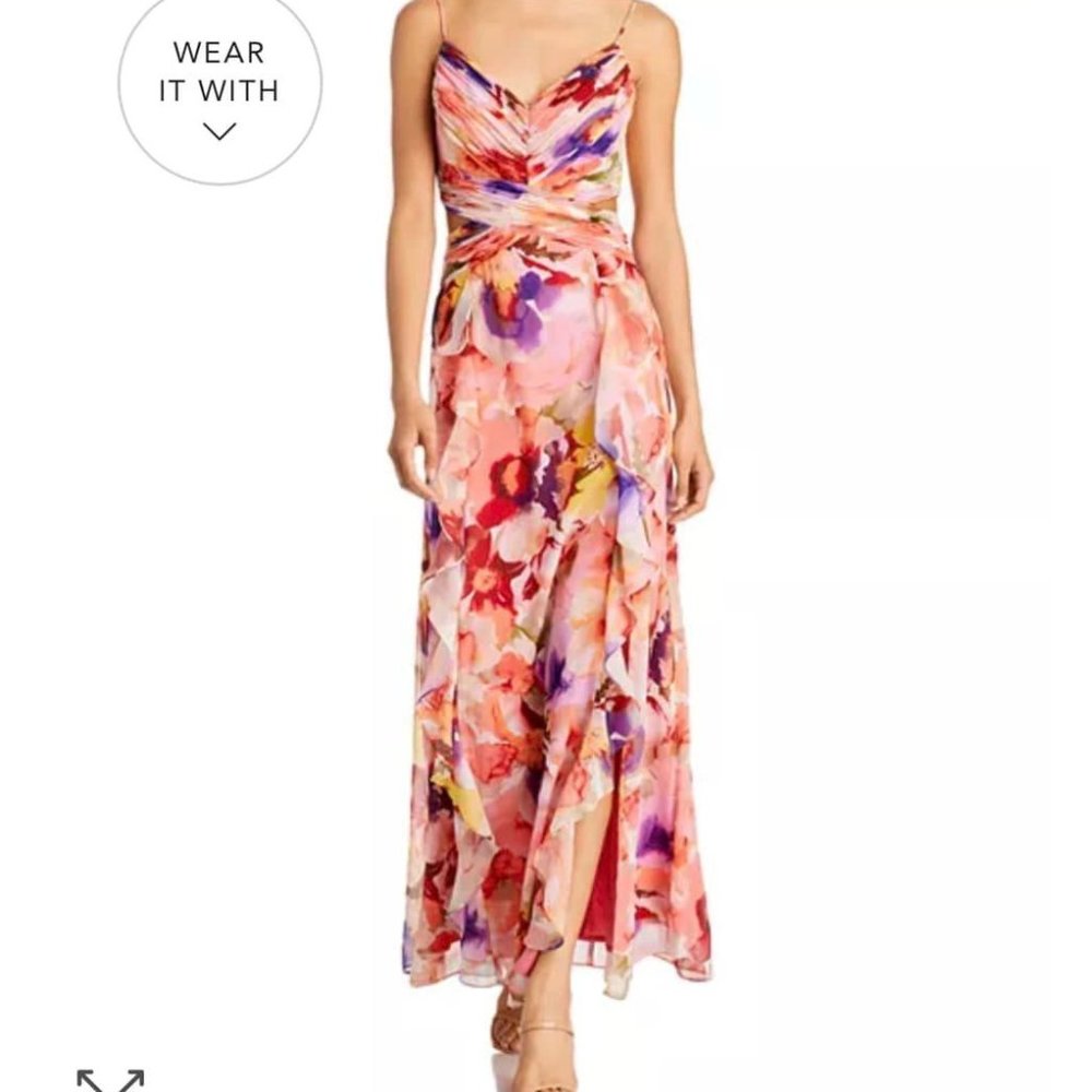 Aqua Floral Print Gown